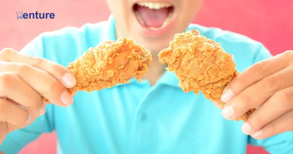 When can I eat chicken with dentures?